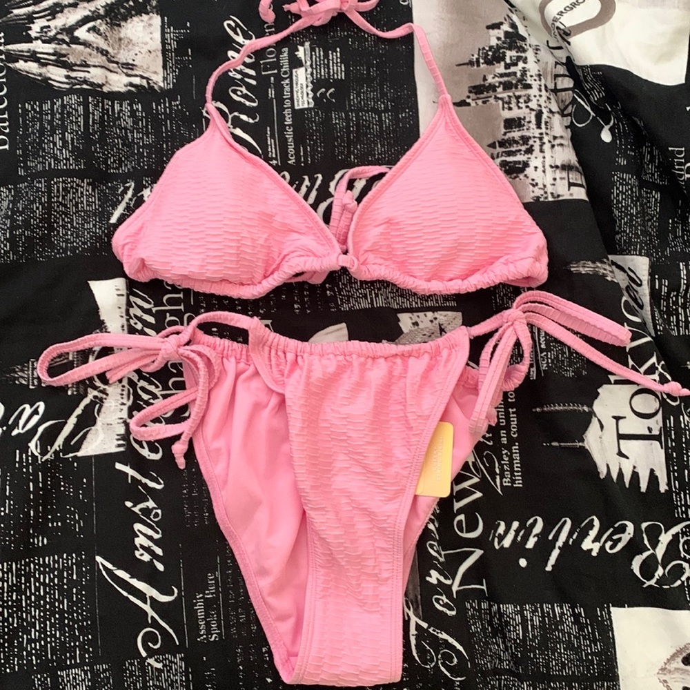 bright pink bikini set
